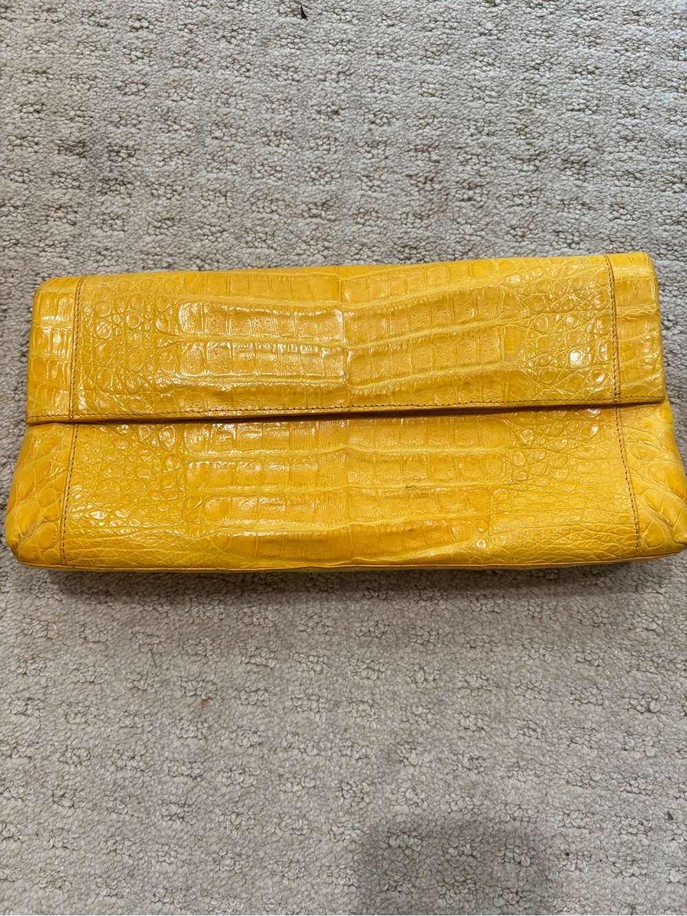 Nancy Gonzalez Yellow Croc-Embossed Foldover Clutch